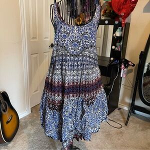 Angie Asymmetrical Blue and Red Dress